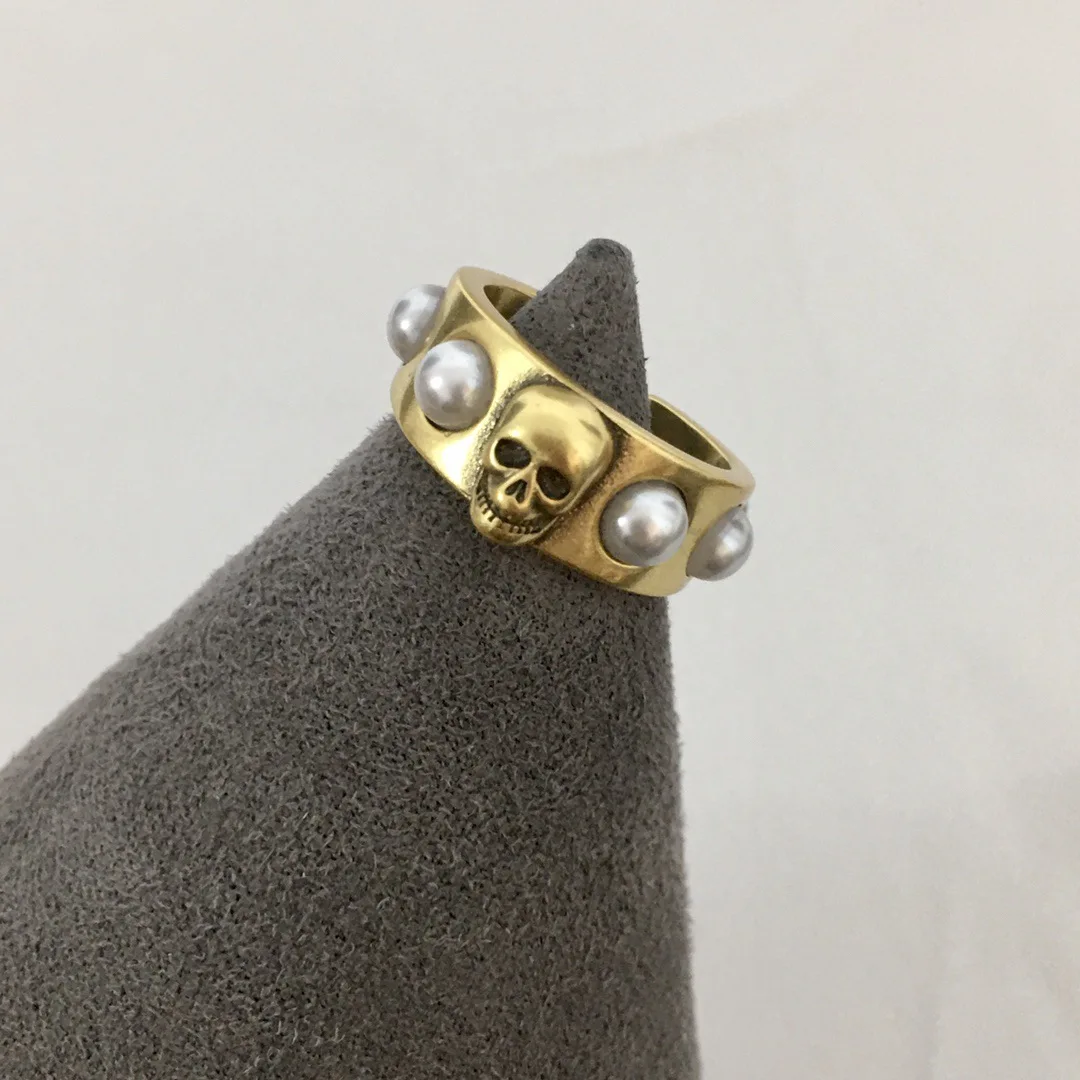 

Регулируемое кольцо унисекс с черепом и жемчугом в стиле панк