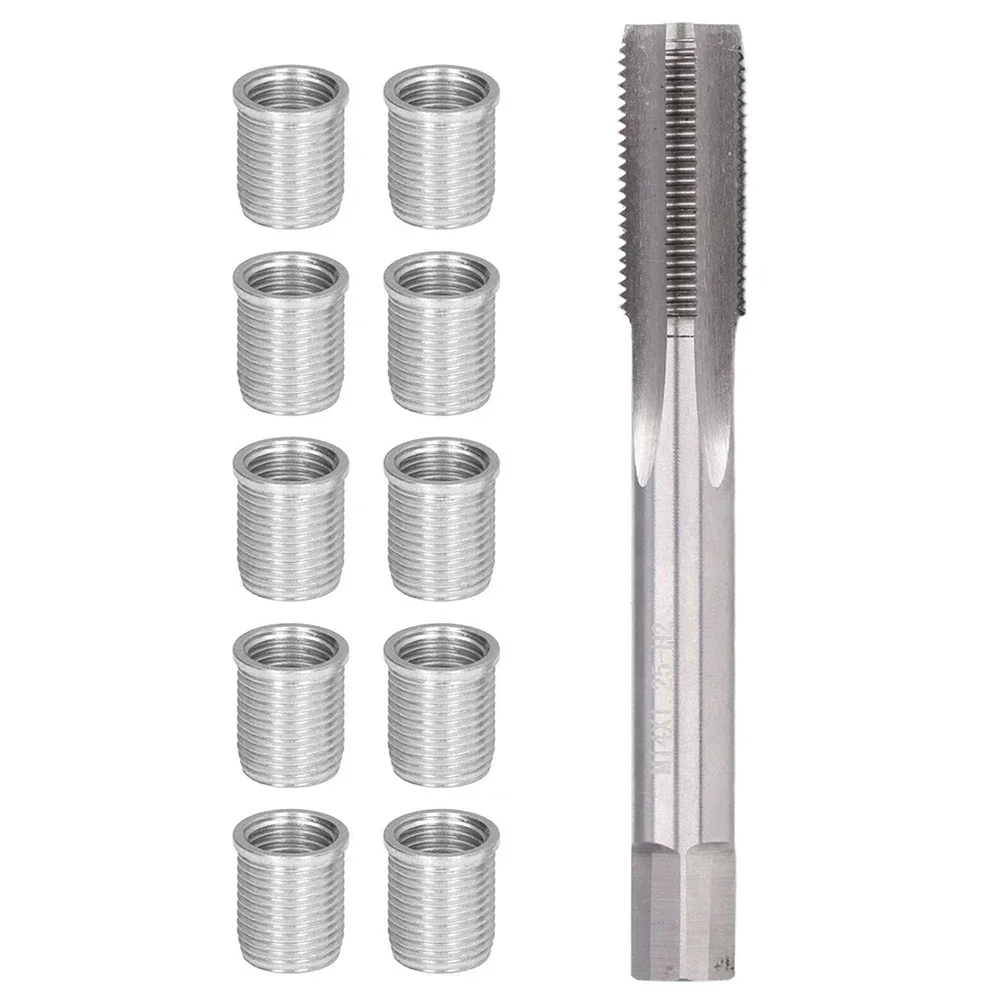 10 pçs ferramentas de reparo de buraco de rosca metal m10 x 1.0 porcas e 1 pçs x1.0 torneira para restaurar linhas danificadas ferramentas de reparo broca