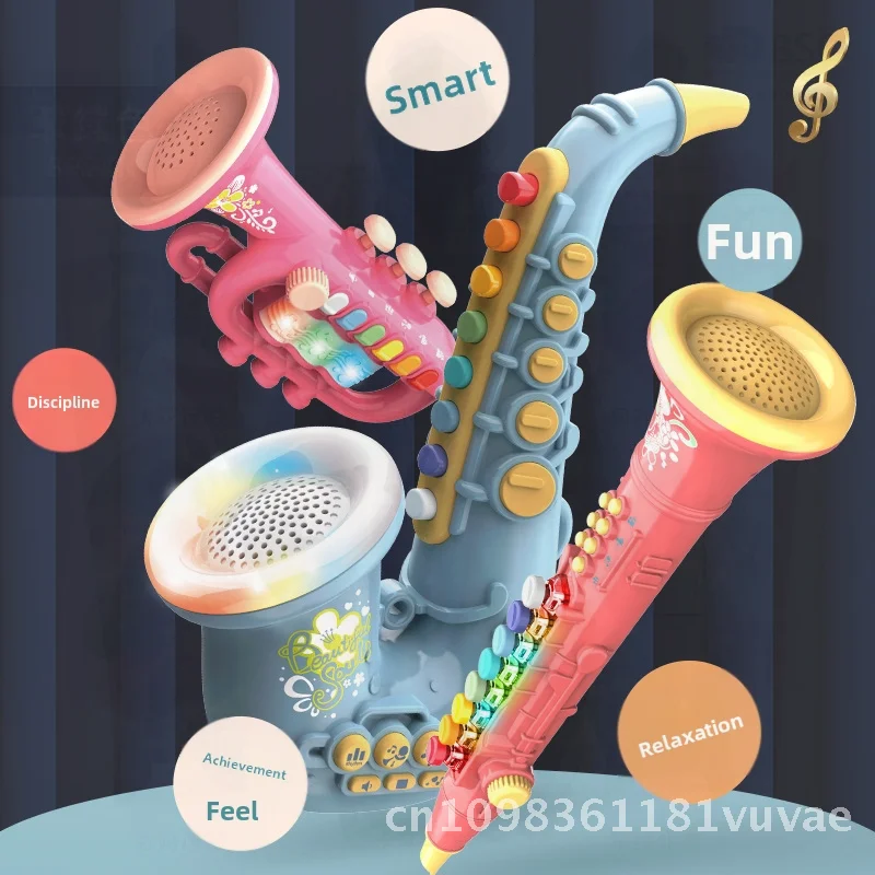 Saxofón eléctrico para educación temprana, clarinete, juguete musical para niños, instrumento Musical de simulación de tamaño pequeño para edades de 4 a 6 años
