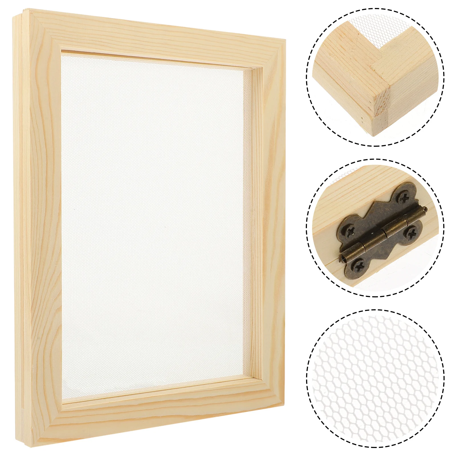 

DIY Crafting Frame with Wooden Handle and Stainless Mesh for Homemade Paper Creation Educational Art Project Tool