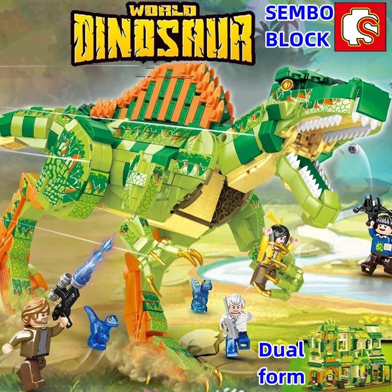 

SEMBO dinosaur building blocks dual-form Spinosaurus model small particle insert children's toy figure Christmas birthday gift