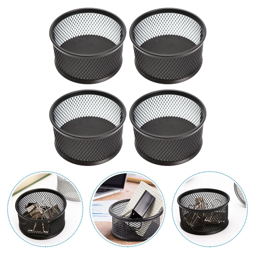 

4 PCS Tabletop Accessories Paper Clip Storage Bucket Container Dispenser Organizer Binder Cup Black Paperclip Office