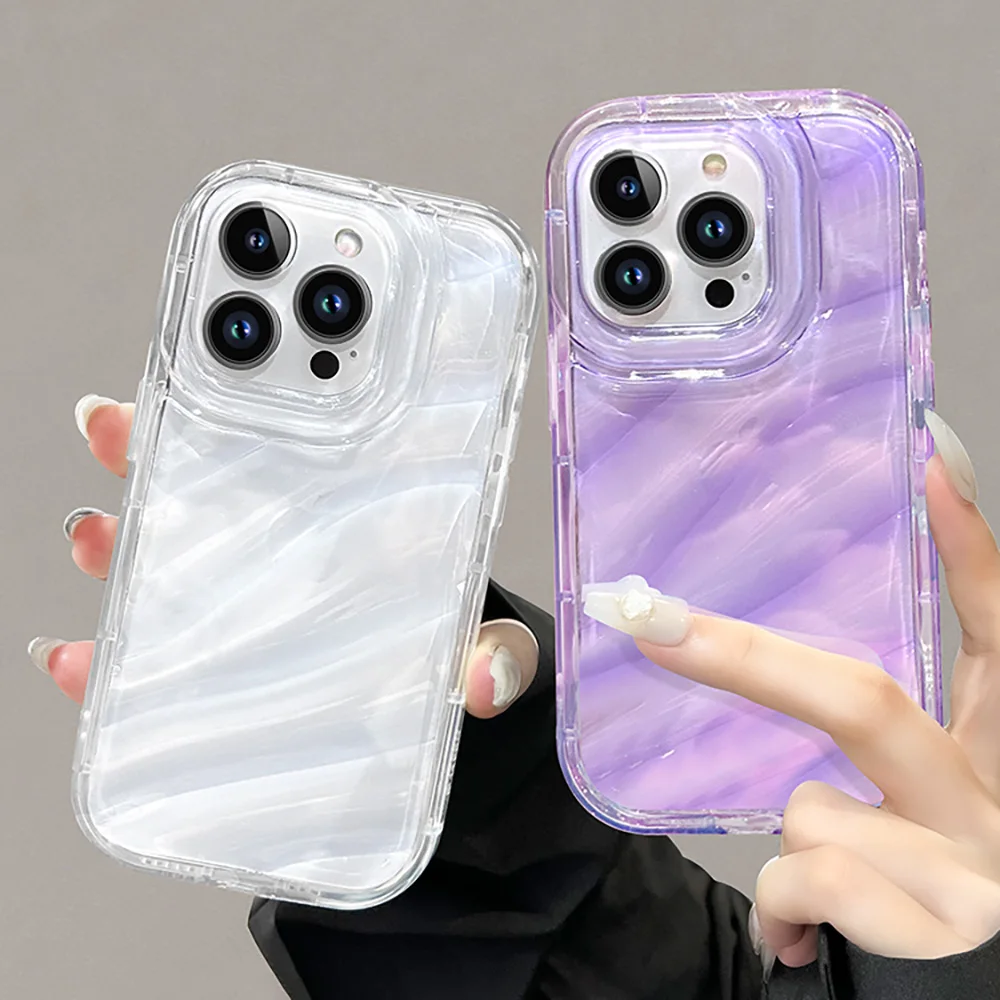 

Airbag Phone Case For iPhone 11 Case iPhone 13 14 12 15 Pro Max XS XR X 7 8 Plus SE 6 6s Shockproof Bumper Soft Clear Wavy Cover