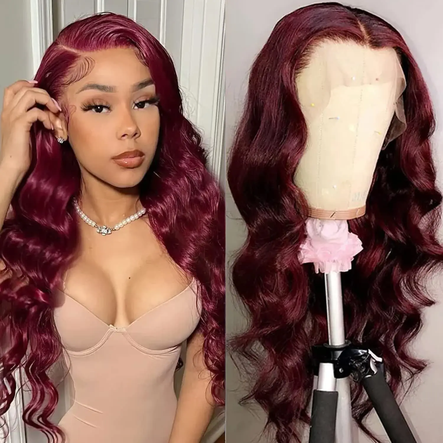 

12A Бордовый 99J Объемная волна 13×4 HD Парики из натуральных волос на кружеве Бразильские 100% девственные швейцарские кружевные фронтальные парики Предварительно выщипанные волосы Remy