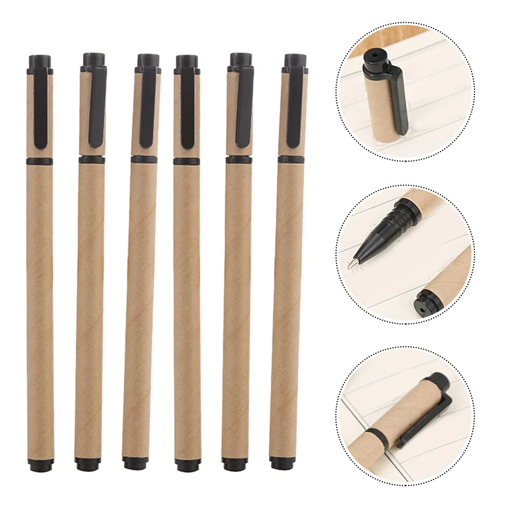 12 pcs Gel Pens For Students Fine Tip Pen Writing Stationery Practical Pen Kraft Paper Style