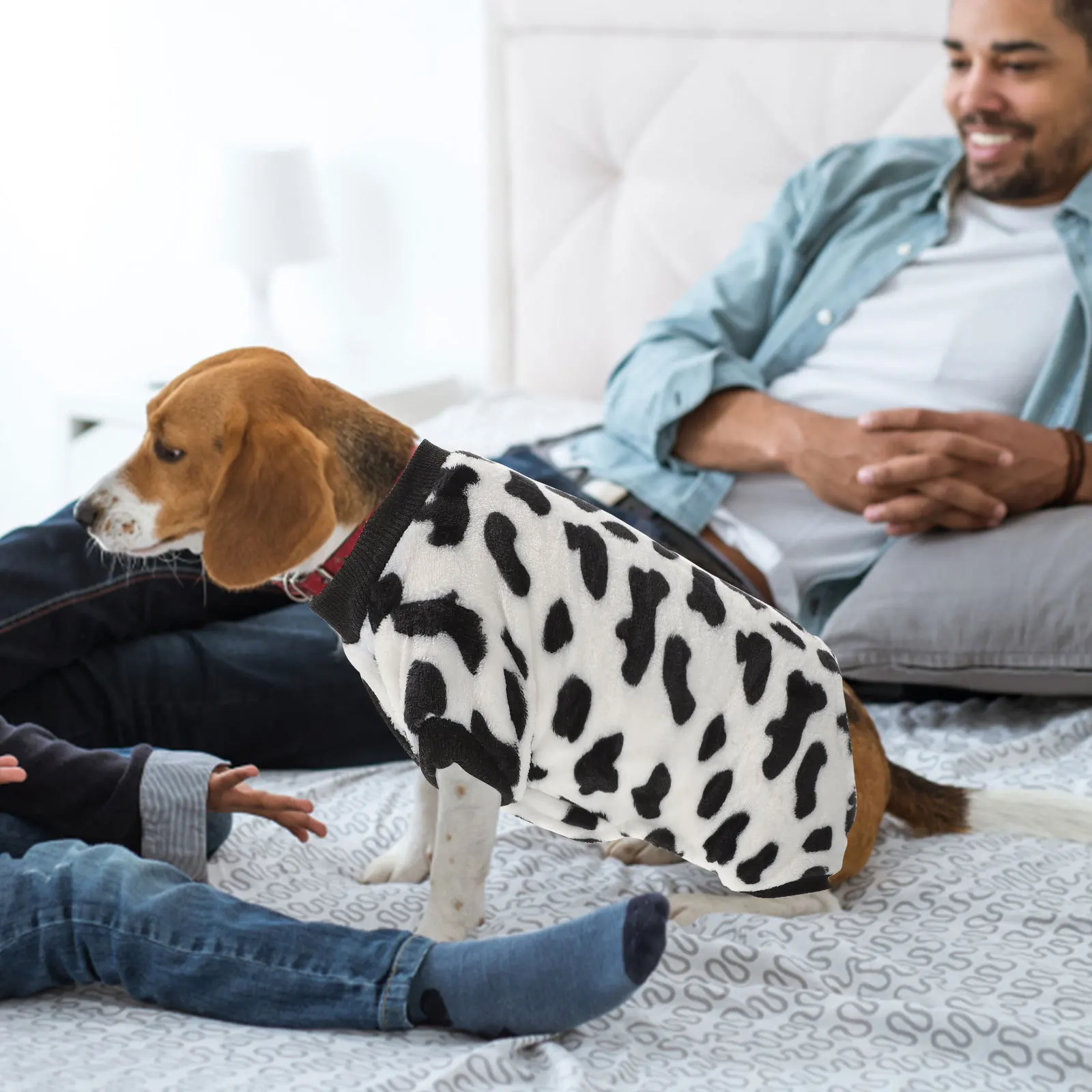 

1Pcs Pet Sleepwear Style Elastic Soft Breathable Black White Dog Home Costume Cute Decor Dog Sleepwear