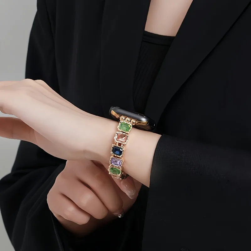 Luxuriöses Metallarmband mit Strasssteinen für Apple Watch 44mm 40 45 41 46 42 49 38mm Schmuckarmband iWatch 12 11 10 9 8 7 6 5 4 3 SE