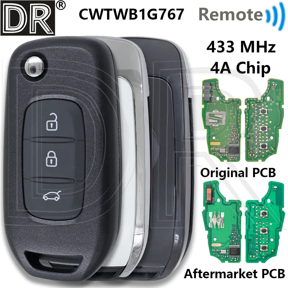 

Отличный CWTWB1G767 4A чип 433 МГц автомобильный ключ дистанционного управления для Renault Captur Clio Megane символ Twingo Dacia Duster Sandero Kadjar