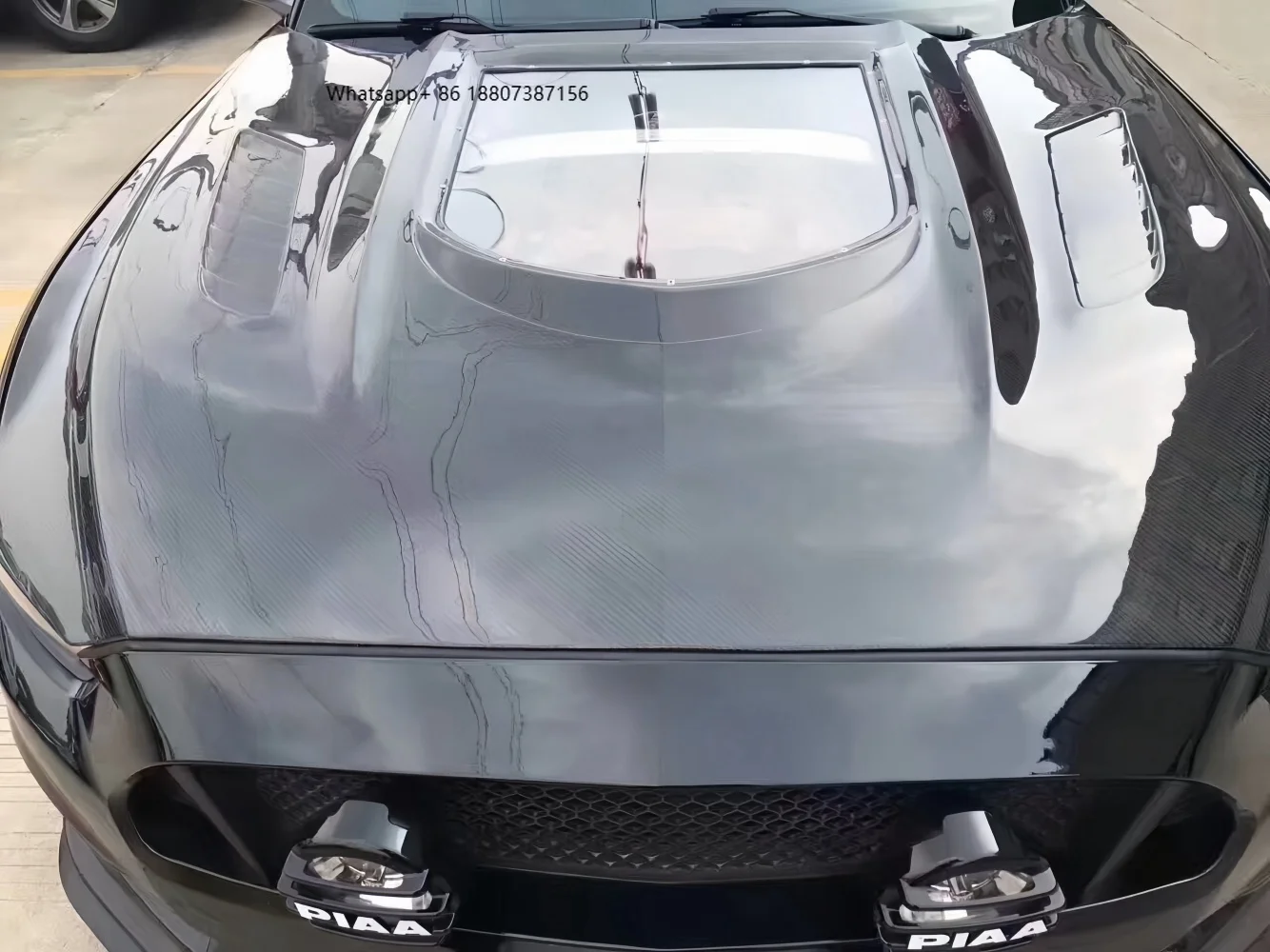 

ForFord Mustang GT 2015-2022 Carbon Fiber Hood Bonnet Transparent Engine Cover Bodykit