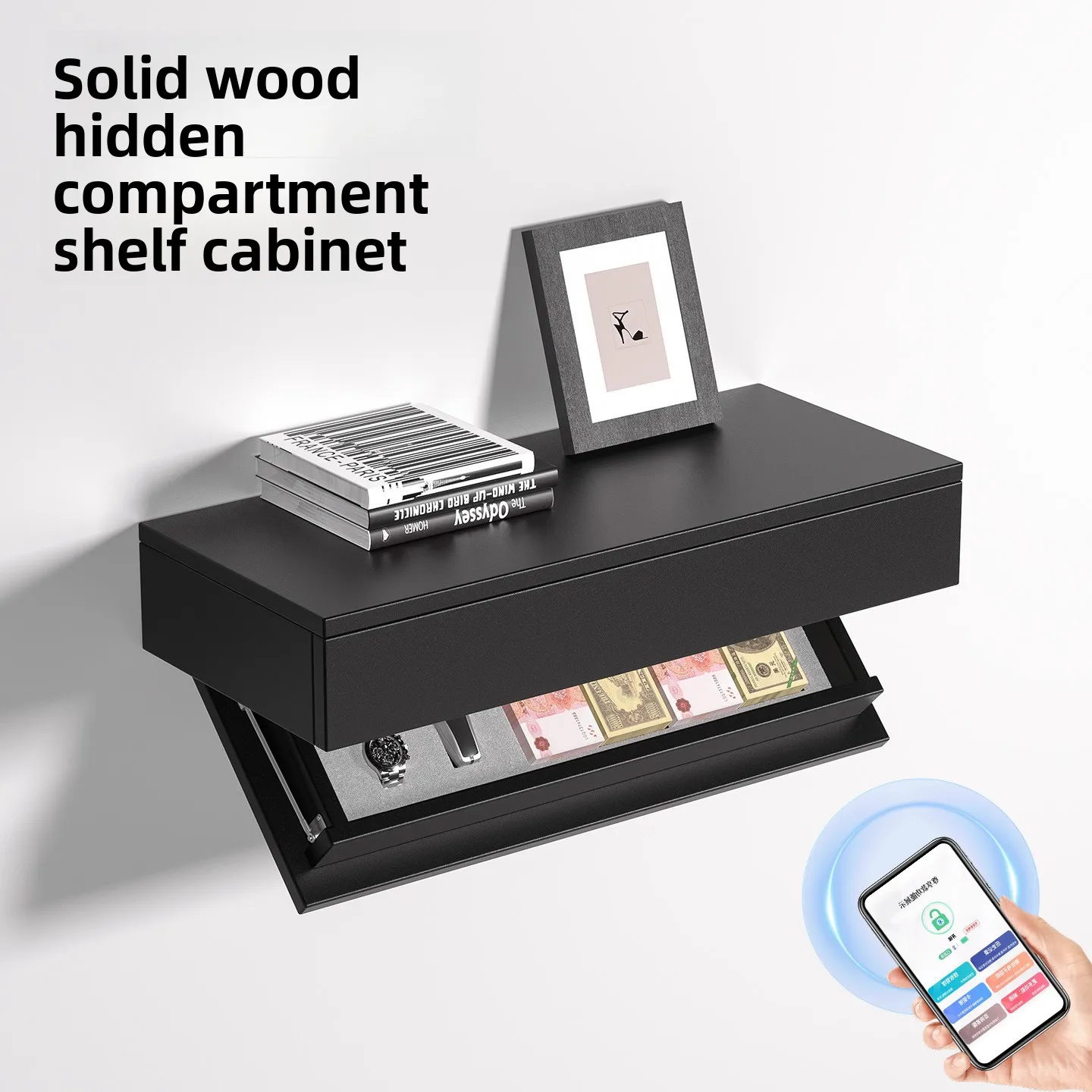 CX wall hidden compartment shelf one word boardsolid wood wall shelf