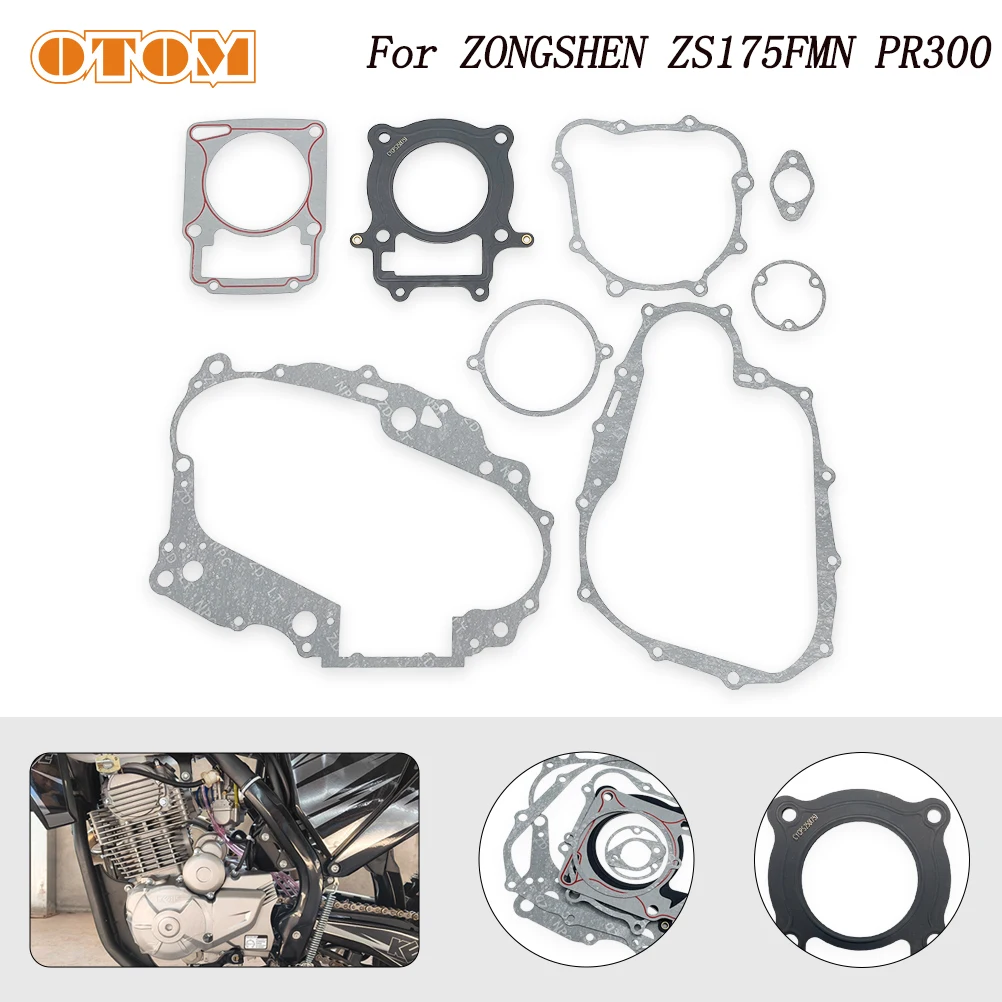 

OTOM For ZONGSHEN ZS175FMN PR300 Motorcycle Engine Complete Gasket Kit Crankcase Gasket Cylinder Head Gasket