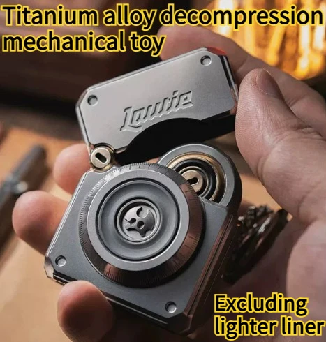 Heavy Duty Titanium Alloy EDC Decompression Press Ratchet Helmet Shell Body Toy Mechanical Tool Replaceable Lighter Liner
