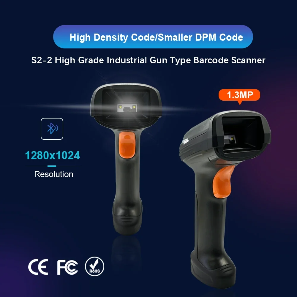 Rakinda 2D BT 2.4G Industrial Barcode Reader Handheld QR Code Bar Code Scanner