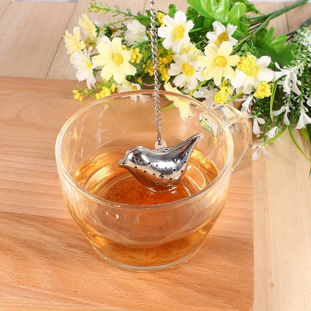 Bird Shaped Tea Strainer Stainless Steel Tea Infuser for Loose Leaf Tea Coffee Beans Soup Seasoning with Easy Open Button Drip