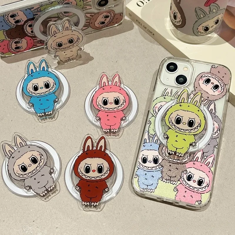 

New Labubu Magnetic Folding Mobile Phone Grip Holder Cartoon Cute Socket Pocket Support for Magsafe IPhone Samsung