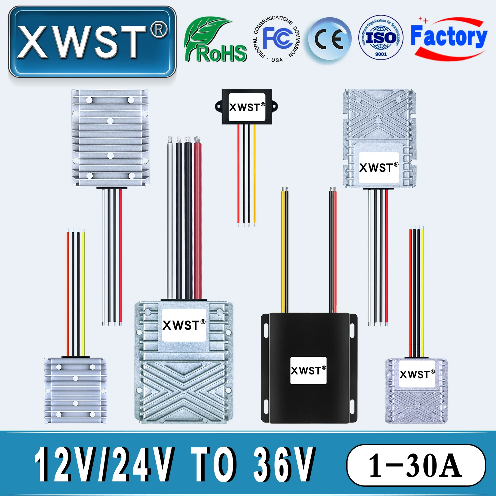 

XWST DC to DC Converter 12v 24v to 36v 1A 1.5A 3A 5A 8A 10A 15A 20A Step Up Boost Power Supply 10-35v to 36vdc Voltage Regulator