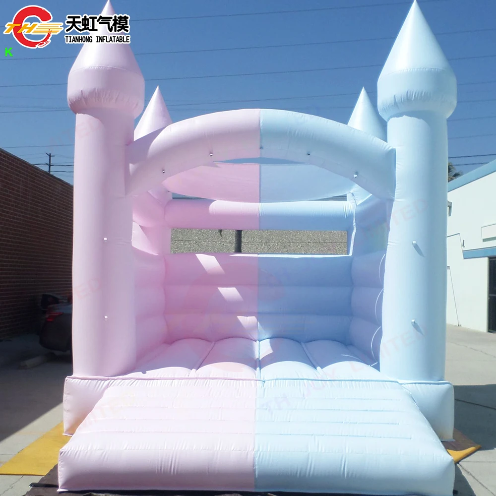 Mix Colors Beautiful Inflatable Bouncer Jumper for Kids Macaron Pink and Blue Color Air Bouncy Castle for Wedding Carnival Party