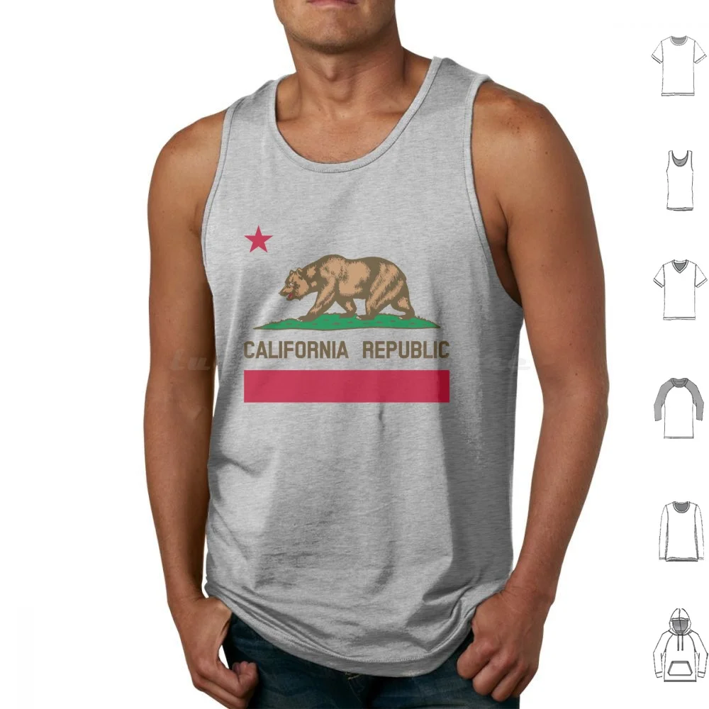 California Republic Tank Tops Print Cotton Baja California Surf Baja Mexico Surfing Beach Sun Sand Happy 70S Retro Friend