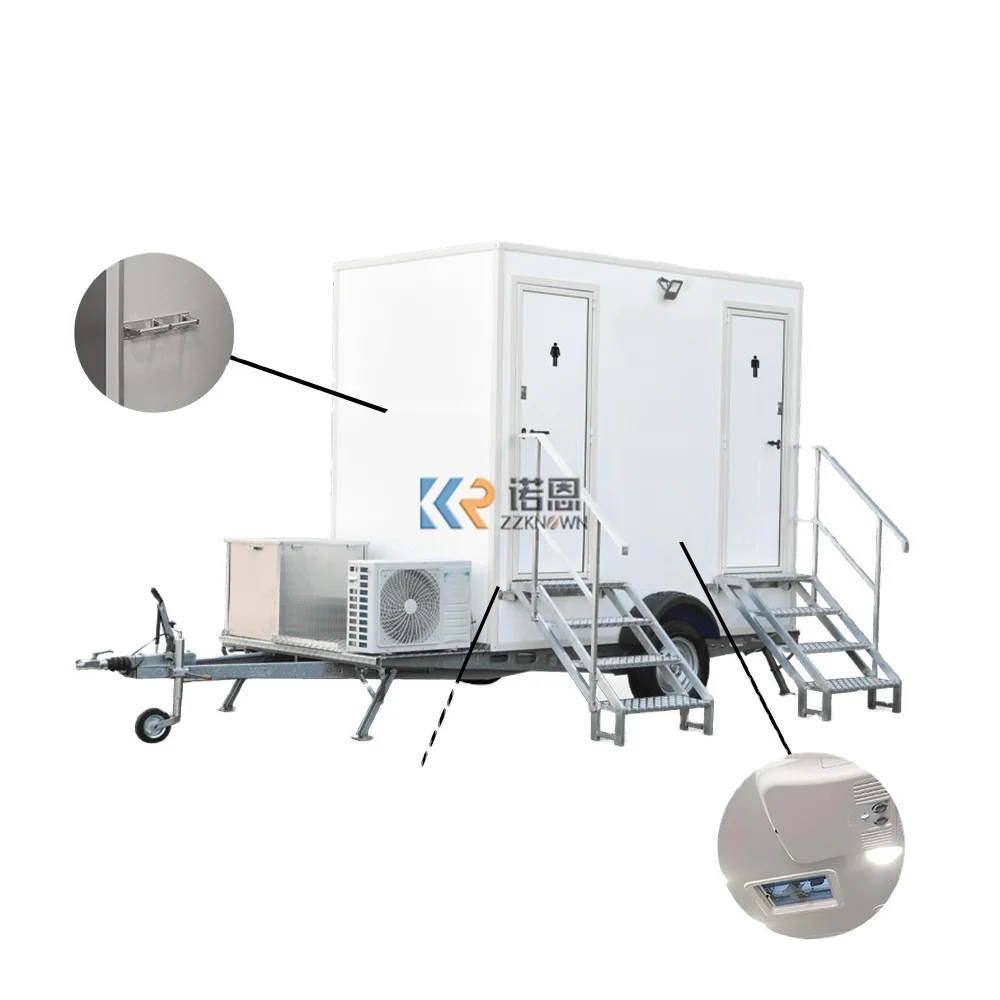 Durable Roto-moulding Restroom Trailers Portable Flush Toilet Plastic With Separate Water Storage And Drainage System