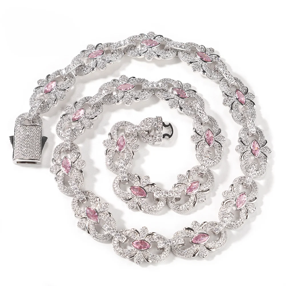 قلادة على شكل زهرة حدوة حصان وماركيز مقاس 16 ملم، سوار زركونيا مكعب جليدي - مجوهرات هيب هوب للرجال، سلسلة الترقوة،