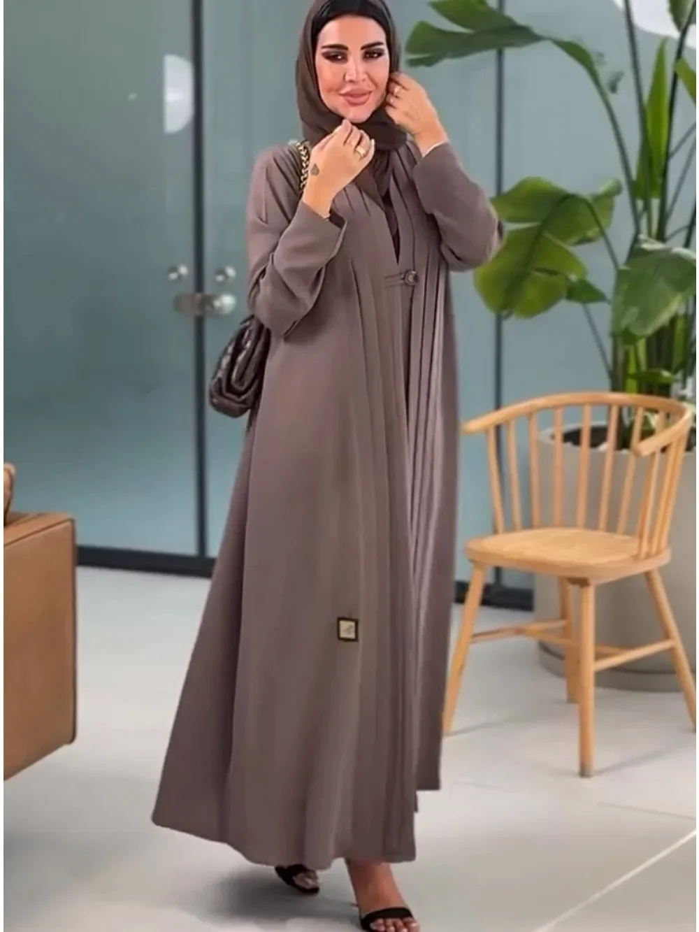 Eid Moslim Abaya voor Vrouwen Trenchcoat Arabische Lange Gewaad Jalabiya Enkele Knop Jurken Ramadan Dubai Abaya Kaftan Plooien Vestidos