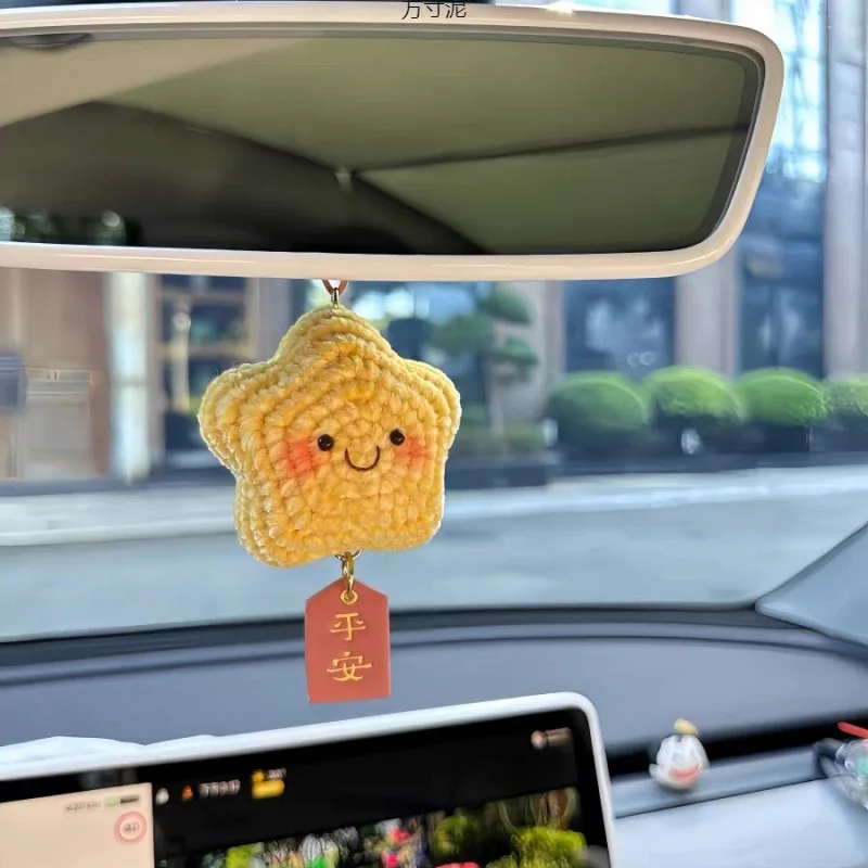 

Cute Lucky Star Car Pendant Creative Women Car Rearview Mirror Pendant Handmade Star Car Interior Decor Pendant
