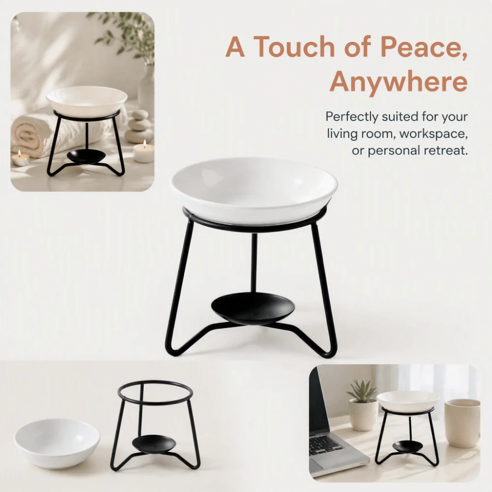 50ml Capacity Aromatherapy Oil Warmer Triangular Shape Flat Stable Base Essential Oil Burner 3.94in
