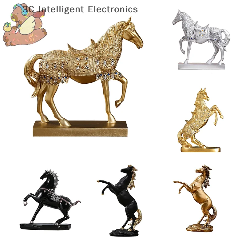 

Gold Silver Black Horse Resin Sculpture Horse Model Home Decor Animal Decor Living Room Office Craft Decor Business Decor