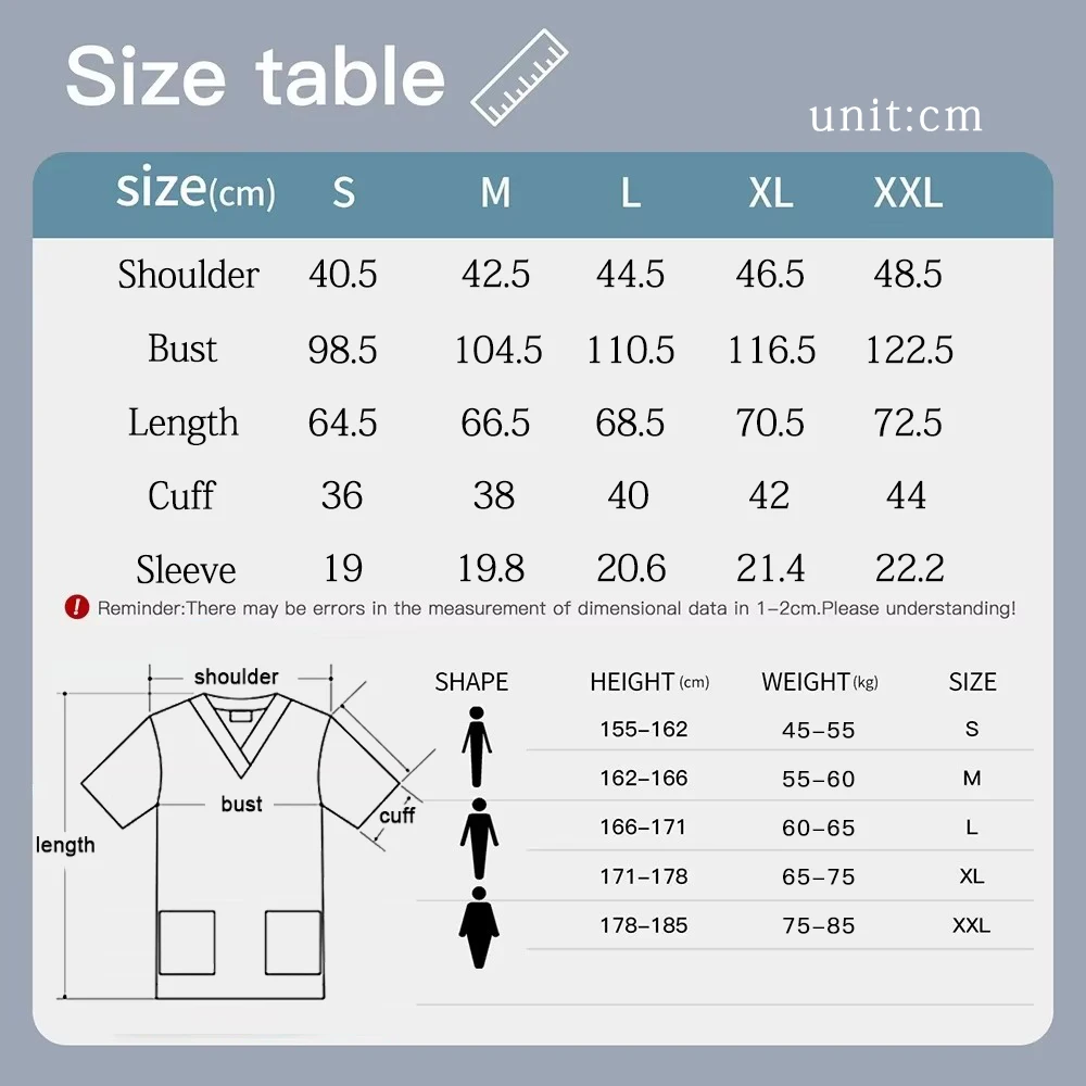 Stretch Cute Cartoon Print Nurse Uniforms Women Men T-shirts Pocket Casual Short Sleeve Pullover V-neck Scrubs Tops Lab Workwear view 2