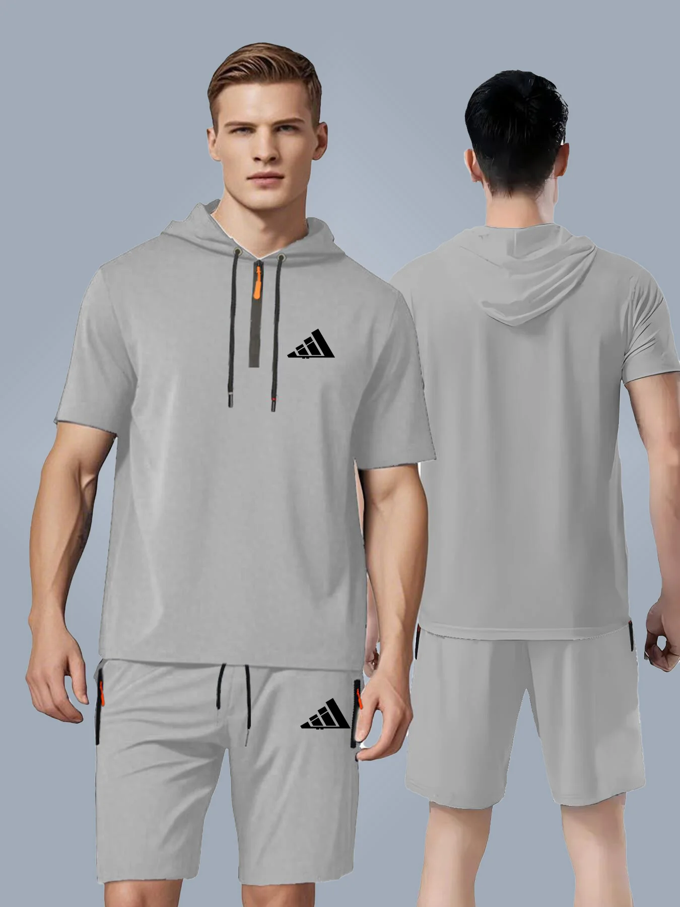 

Men's Set Zip Hooded T-Shirts Zipper Pockets Shorts Two-Piece High Quality Summer 2026 New In Loose Oversize Fashion Pants sets