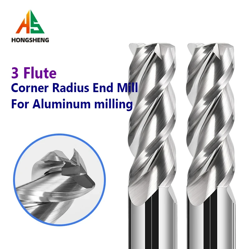 Corner Radius End Mill R Bullnose CNC Tungsten Steel Machining Metal Router Tool 3 Flutes R0.5 R1 R2 R3 Carbide Aluminum Cutter