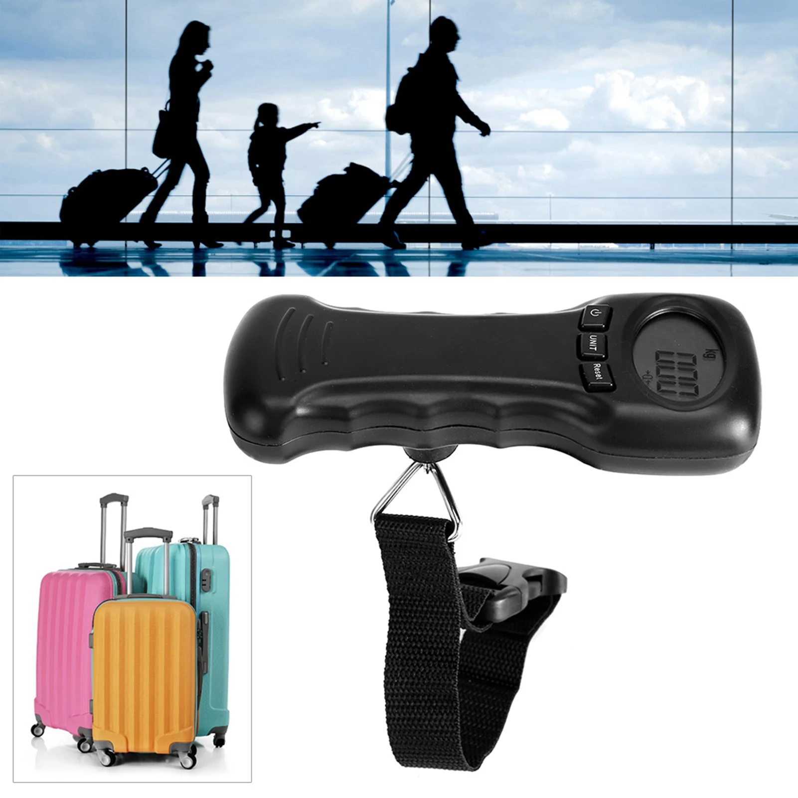 Ocs‑8 50kg/110lb Portable Travel Hanging Luggage Scale Electronic Weight with LCD Digital Display Digital Luggage Scale
