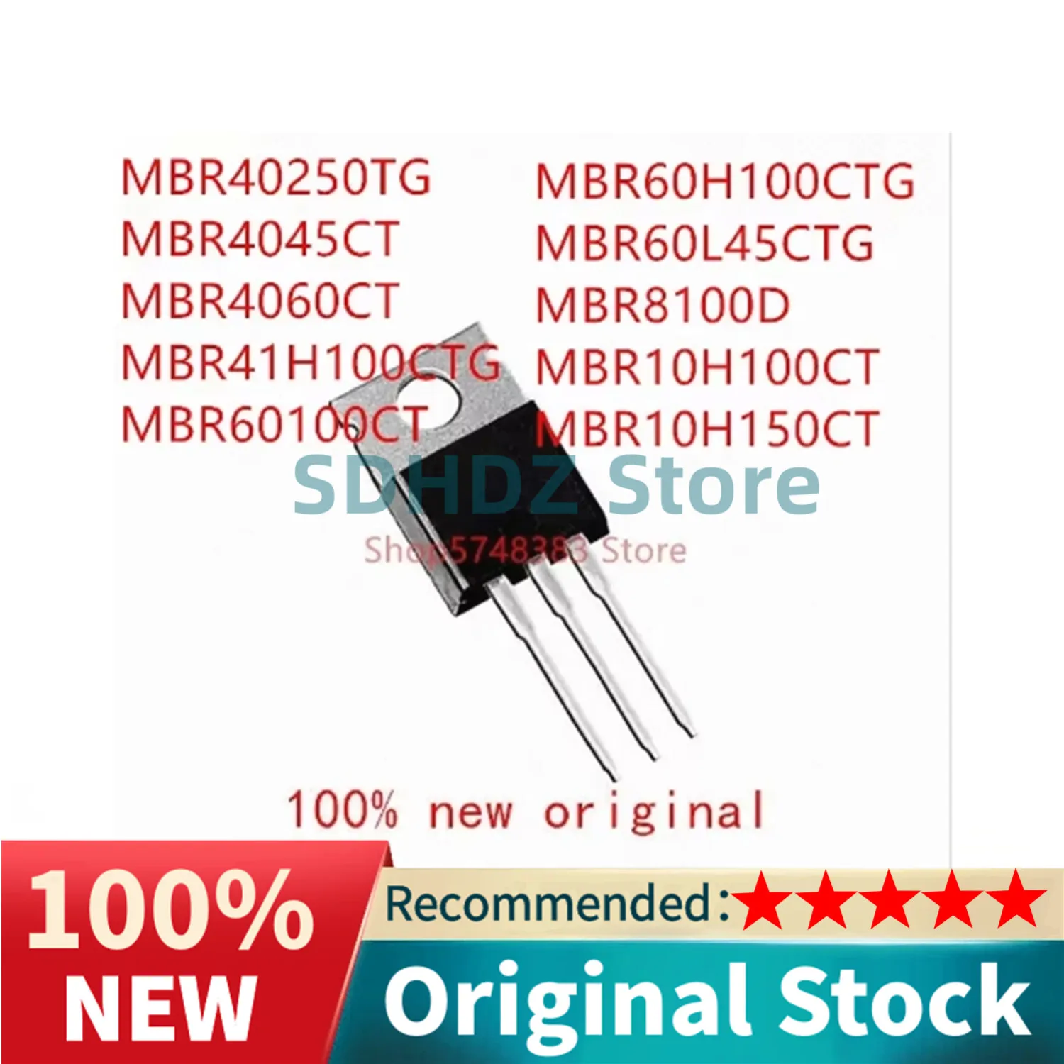 10PCS MBR40250TG MBR4045CT MBR4060CT MBR41H100CTG MBR60100CT MBR60H100CTG MBR60L45CTG MBR8100D MBR10H100CT MBR10H150CT TO-220