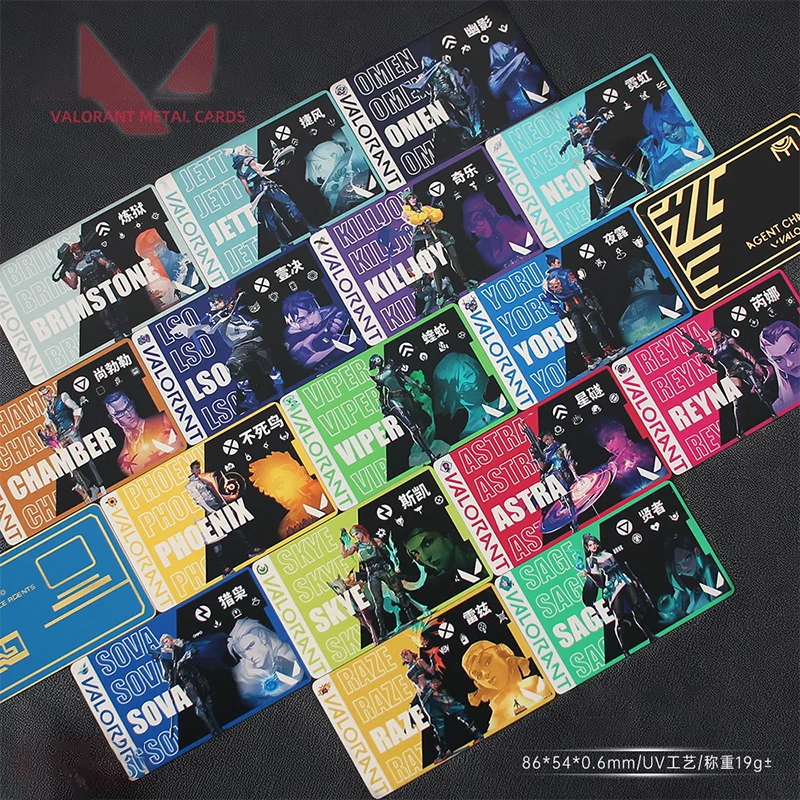 Valorant CHAMBER، NEON، PHOENIX، CYPHER لعبة شخصية بطاقة معدنية لعبة الدعائم نموذج هدايا لمجموعات الأصدقاء #2