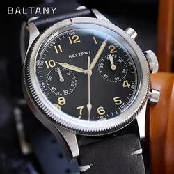 Baltany Military Retro Chronograph S5054 Miyota 6S21 Stainless Steel Leather Sapphire 39MM waterproof Men's Watch reloj hombre