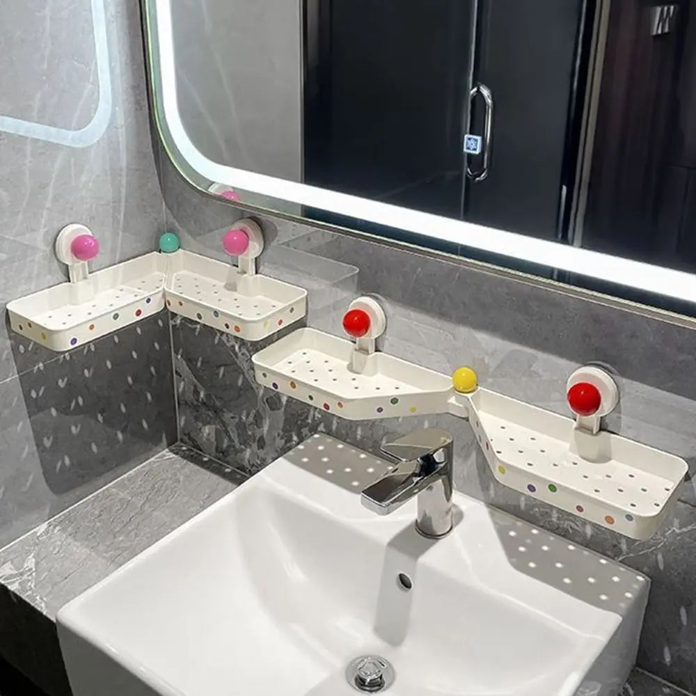 

Durable Suction Cup Faucet Storage Rack Plastic Rotatable Corner Storage Rack Large Capacity Punch-Free Shampoo Rack Washbasin