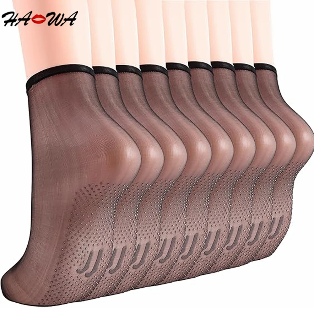 HA WA 12 Pairs/Lot 20D Socks Women's Summer Ultra-thin Invisible Low Reinforced Toe Sticky Hosiery Non Slip Socks