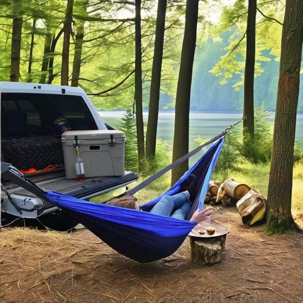Portable Nylon 2-Person Hitch Mounted Hanging Hammock for Car Camping