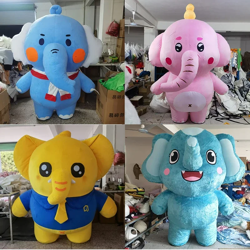 Inflatable Elephant  Mascot Costume Cartoon Character Outfit Attractive Suit Birthday Gift Carnival Party Events No Battery