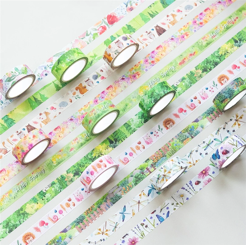 10 pçs primavera washi fitas diário suprimentos fita adesiva quatro estações decorativo fita adesiva kawaii artigos de papelaria washi conjunto de