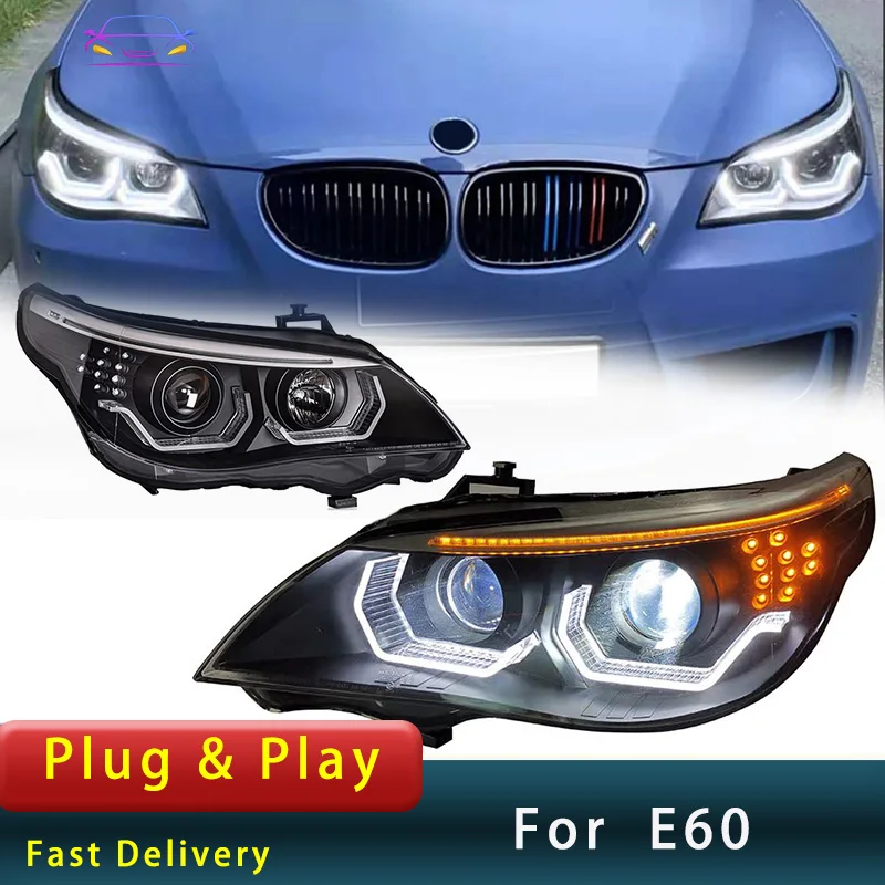 Car Styling  Headlight For BMW E60 2003-2010 523i 530i LED Dynamic Turn Signal Lens Head Lamp Accembly AutoAccessory