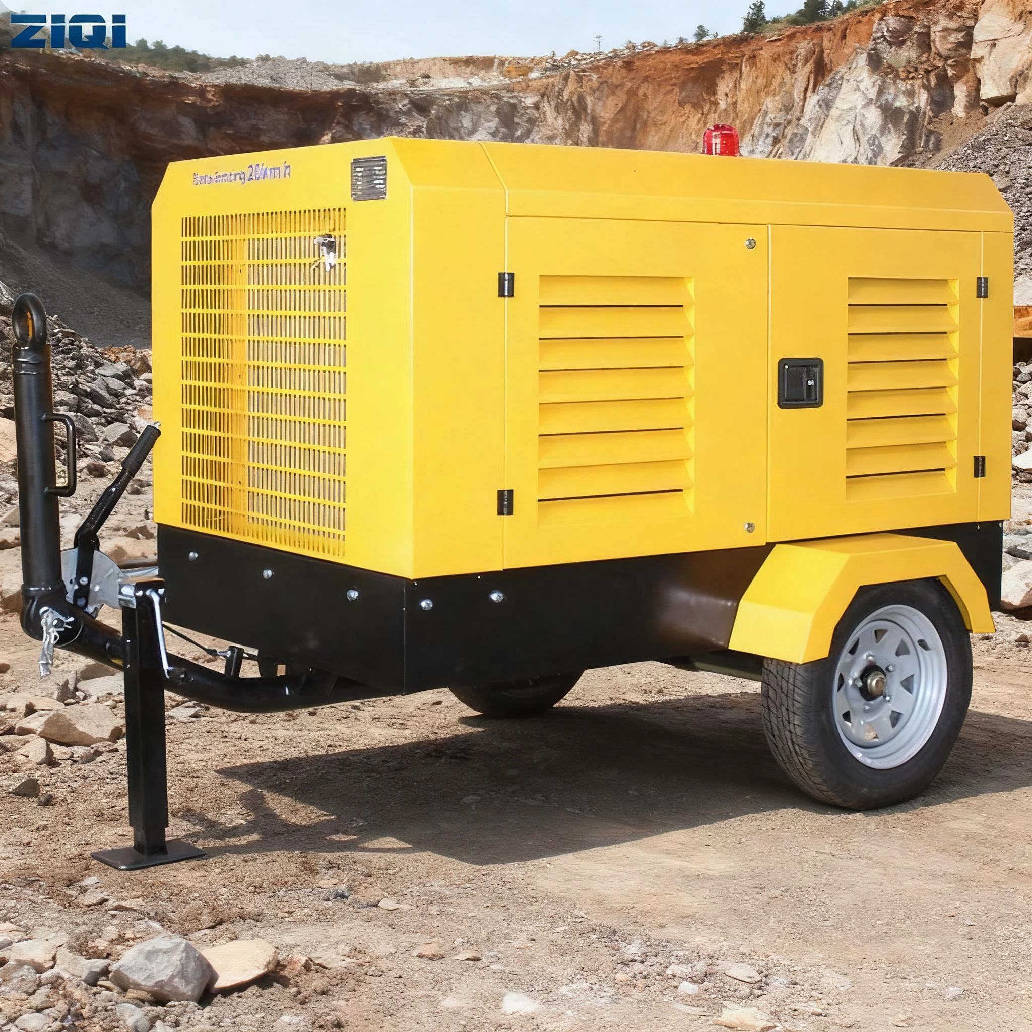 8bar 185cfm Diesel Engine Driven Movable Portable Screw Type Rotary Air Compressor For Water Well Drilling Rig Sandblasting