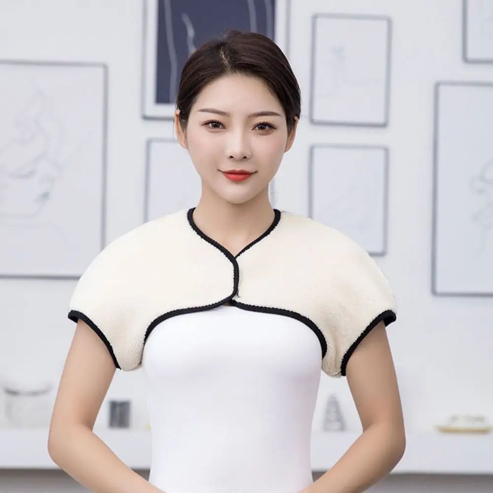 

Рельефная поддержка спины для женщин, утолщенная одежда из овечьего флиса, защита для плеч, подтяжка, съемная шаль, утеплитель для плеч