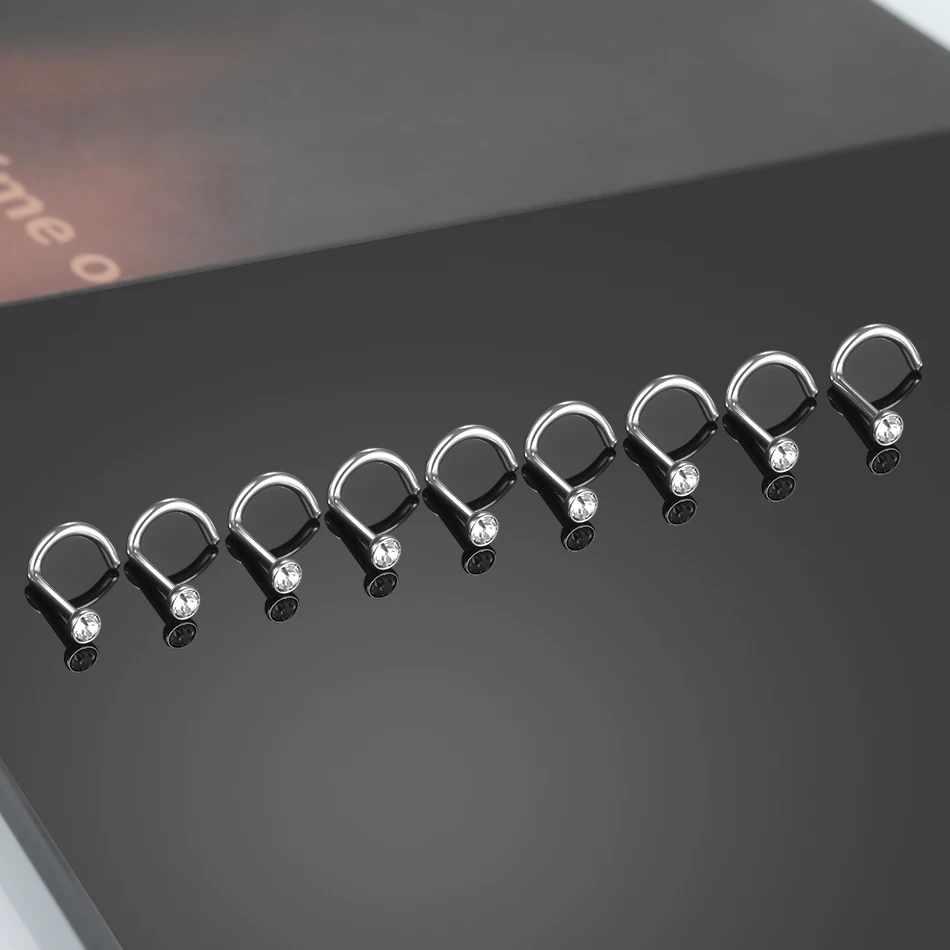 10pcs/lot Steel 20G 18G Zircon Nose Stud Nose Piercing Screw CZ S-Shape Retainer Nostril Earring Piercings Nariz Women Jewelry