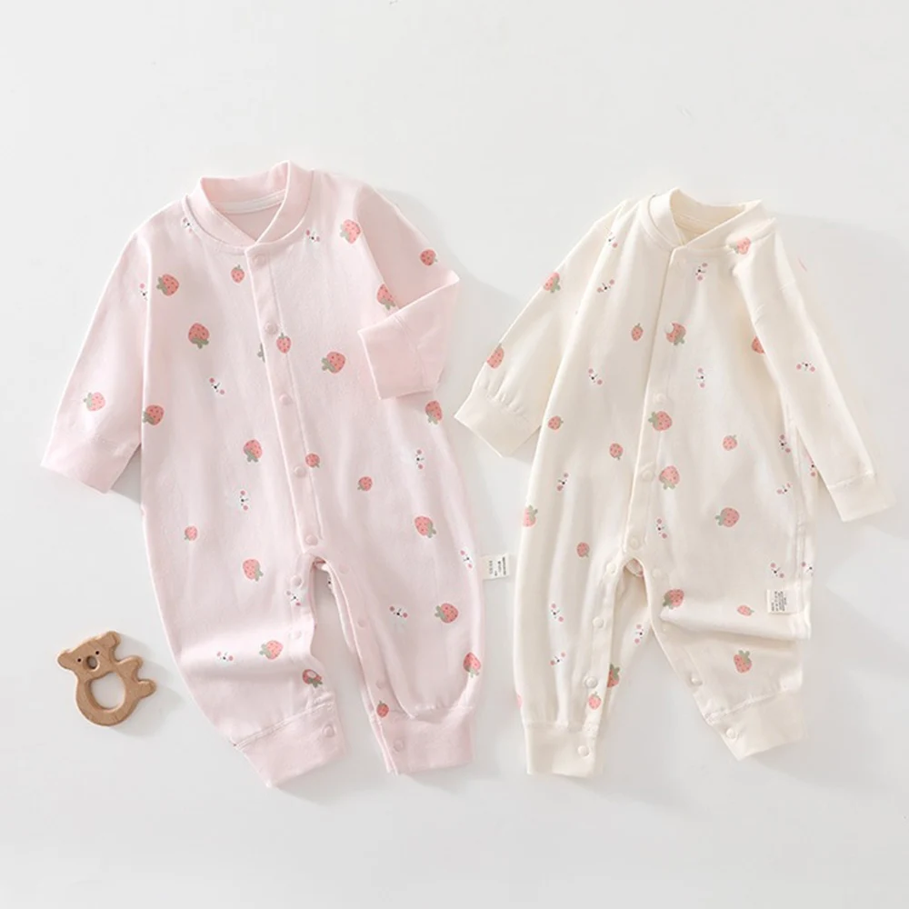 

Baby Girl Long Sleeve Romper Fruit Print Cute Infant Clothing Spring Autumn Winter Hospital Newborn Baby Jumpsuits