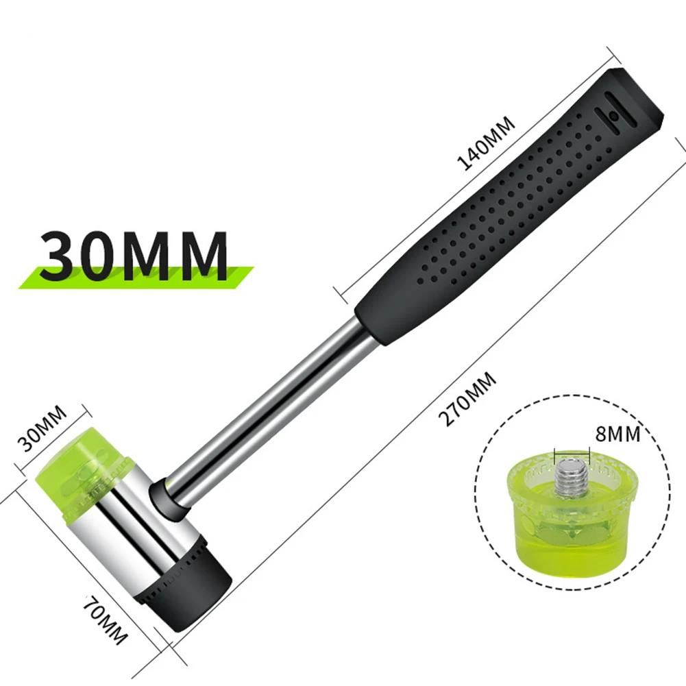 Installation Hammer Woodworking Hammer Rubber Hammer Green Iron PVC Sliver Steel Labor-saving 25MM Furniture Repair