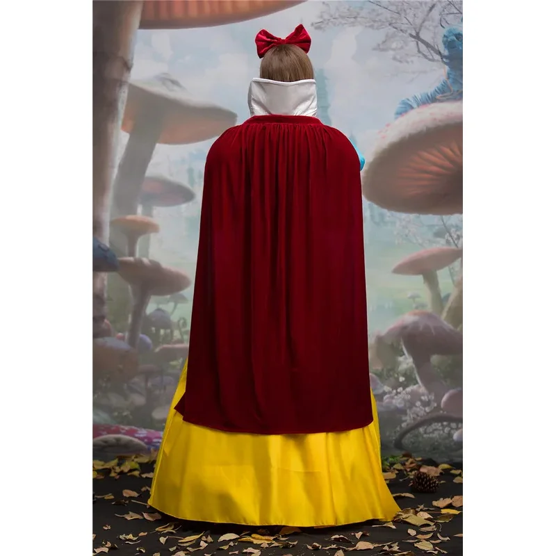 Snow Princess Cosplay Costume Adult Women Halloween Princess Dress Fairy Tales Carnival Party Snow White Roleplay Dress Cloak