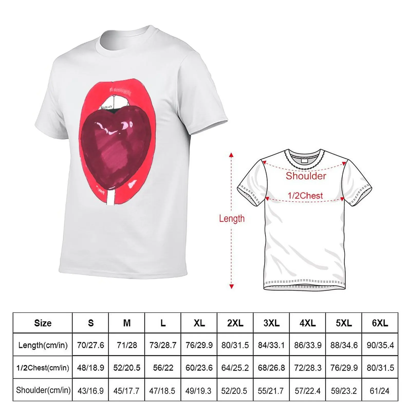 Heart Lollipop Lips T-Shirt funny t shirts cotton cotton t shirt man anime tshirt T-shirt