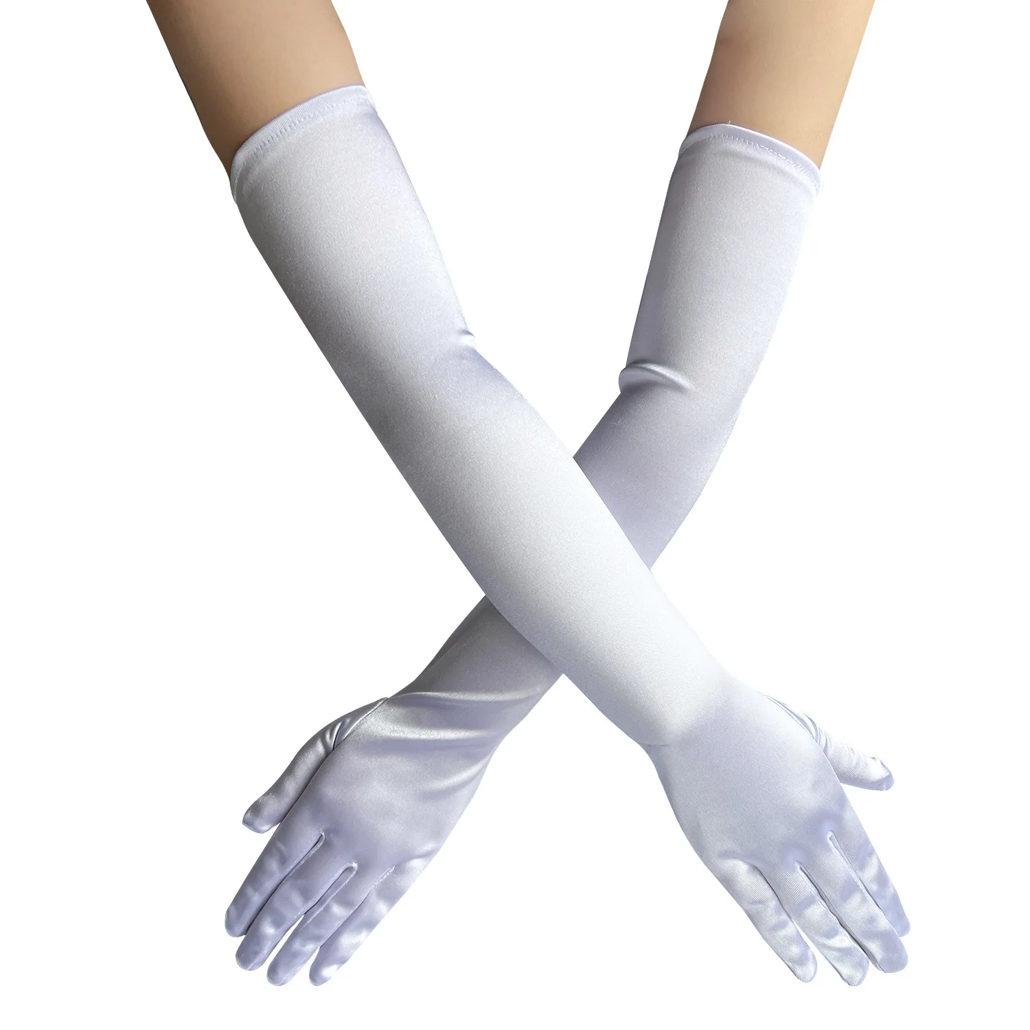 Classic Adult Black White Red Grey Skin Opera/Elbow/Wrist Stretch Satin Finger Long Gloves Women Flapper Gloves Matching Costume