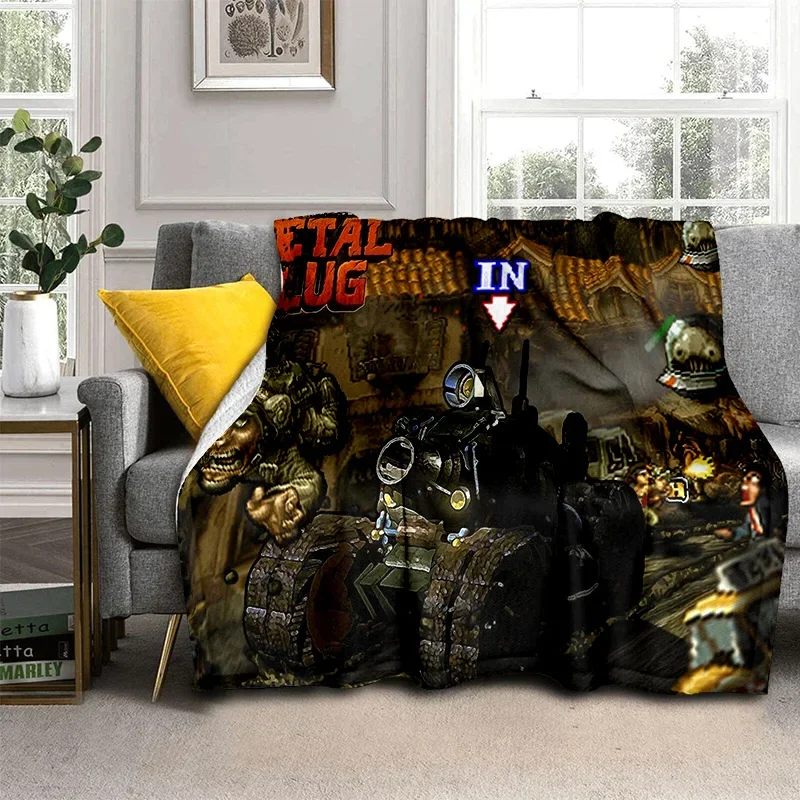 Retro Game Metal Slug Gamer Cartoon Blanket,Soft Throw Blanket for Home Bedroom Bed Sofa Picnic Travel Office Cover Blanket Kids